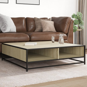 Coffee Table Sonoma oak and black Engineered wood, meta...