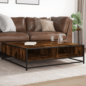Coffee Table Smoked oak and black Engineered wood and m...