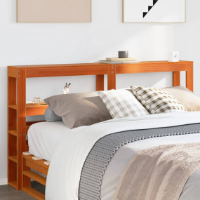 Headboard Wax brown Solid pinewood Fits double bed Head...
