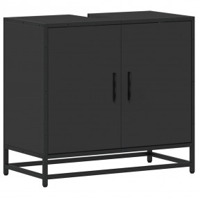 Bathroom Sink Cabinet Black Engineered Wood, Metal