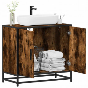 Bathroom Sink Cabinet Smoked Oak Engineered Wood