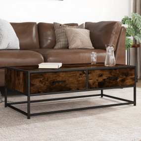 Coffee Table Smoked Oak Engineered Wood, Metal Medium