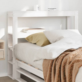Headboard White Solid pine wood Twin Headboard Rectangu...
