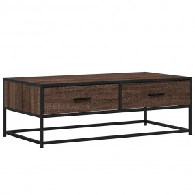 Coffee Table Brown Oak Engineered Wood and Metal