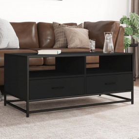 Coffee Table Black Engineered wood and metal 39.4x19.7x...