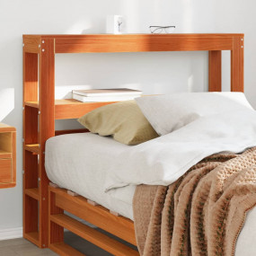 Headboard Wax Brown Solid Pine Wood 29.5 in for single ...