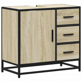 Bathroom Sink Cabinet Sonoma Oak Engineered Wood, Metal...