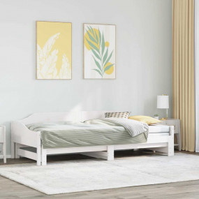 Daybed With Trundle White Solid pine wood 31.5 x 78.7 i...