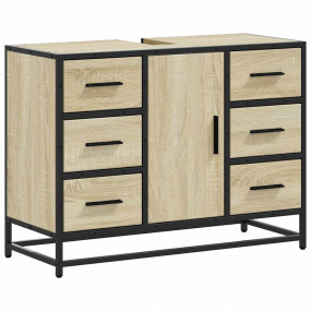 Bathroom Sink Cabinet Sonoma Oak Engineered Wood, Metal...