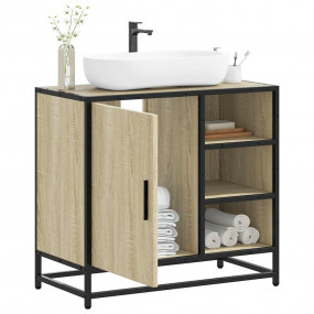 Bathroom Sink Cabinet Sonoma Oak Engineered Wood, Metal...