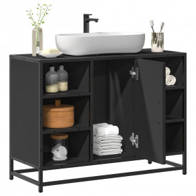 Bathroom Sink Cabinet Black Engineered wood, Metal