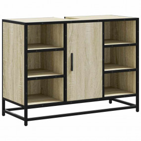 Bathroom Sink Cabinet Sonoma Oak Engineered Wood, Metal...