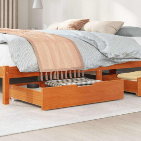 Under-bed Drawer Wax brown Solid pine wood 33.5x21.7x6....