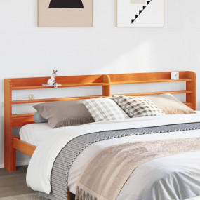 Headboard Wax Brown Solid Pine Wood Double Bed Headboar...