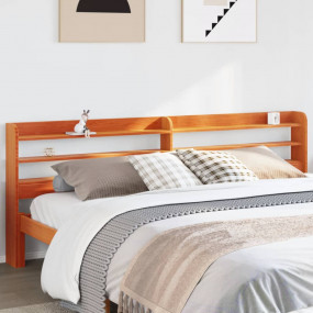 Headboard Wax Brown Solid Pine Wood Double Bed Headboar...