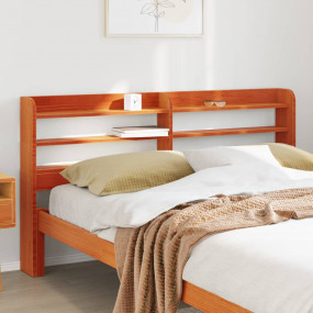 Headboard Wax Brown Solid Pine Wood Double Bed Headboar...