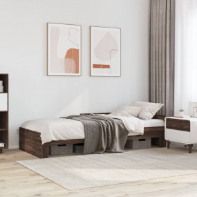 Bed Frame Brown Oak Engineered wood, Plywood Single Mod...