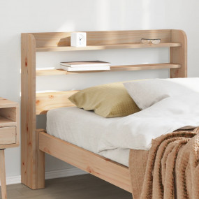Headboard Natural Wood Solid Pinewood Single Size Recta...