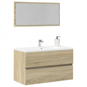 Bathroom Cabinet With Mirror Sonoma oak Engineered wood