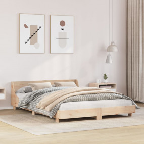Bed Frame Natural Wood Solid pine wood, plywood slats D...