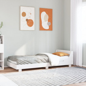 Bed Frame White Solid Pine Wood, Plywood Small Single D...
