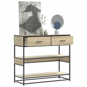 Console Table Sonoma Oak Engineered Wood, Metal 35.4x13...
