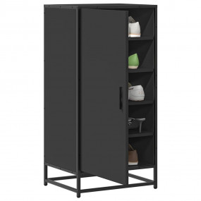 Shoe Rack Black Engineered Wood, Steel Medium Shoe Rack