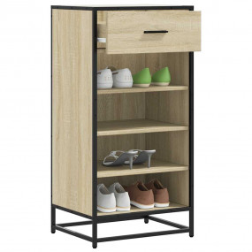 Shoe Rack Sonoma Oak Engineered Wood, Metal Medium Shoe...