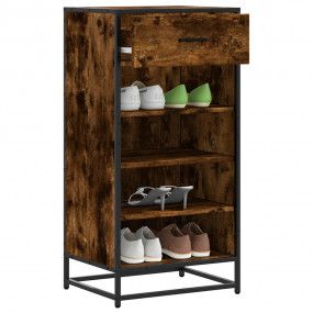 Shoe Rack Smoked Oak Engineered Wood Medium Shoe Rack