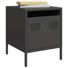 Bedside Cabinet Set of 2 Black Cold-rolled steel