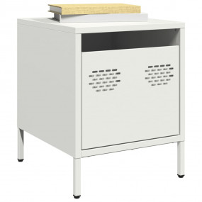 Bedside Cabinet White Cold-Rolled Steel 13.8x15.4x17.1 ...