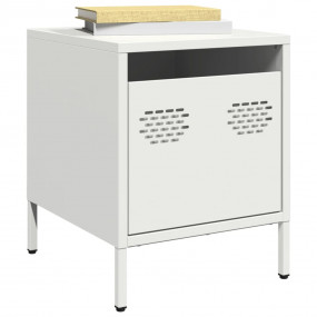Bedside Cabinet Set of 2 White Cold-rolled Steel