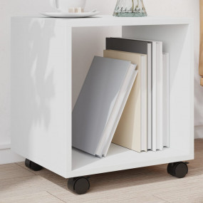 Rolling Cabinet White Engineered Wood Compact Modern