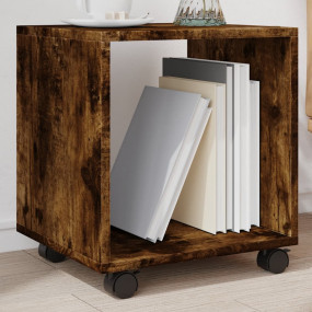 Rolling Cabinet Smoked Oak Engineered Wood Compact
