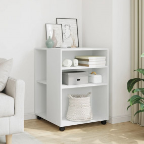 Side Table White Engineered wood Medium Lockable wheels