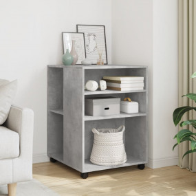 Side Table Concrete Grey Engineered Wood Medium Wheelab...