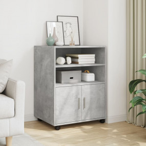 Rolling Cabinet Concrete Gray Engineered wood Medium Mo...