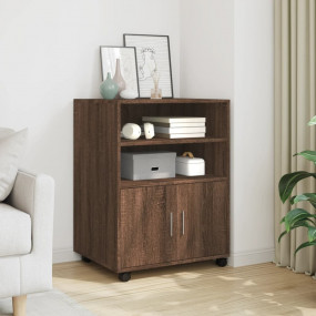 Rolling Cabinet Brown Oak Engineered Wood Medium