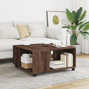 Coffee Table Brown Oak Engineered Wood 31.5x31.5x15.7 i...