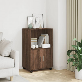 Rolling Cabinet Brown Oak Engineered Wood Medium Rollin...