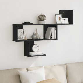 Wall Shelf Black Engineered Wood 39.4 in wide, spacious