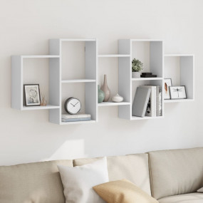 Wall Shelf White Engineered Wood Large Wall Shelf Recta...