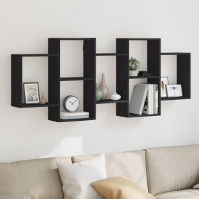 Wall Shelf Black Engineered Wood Medium Floating Shelf
