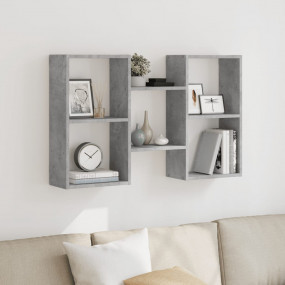 Wall Shelf Concrete Gray Engineered Wood Medium Wall Sh...