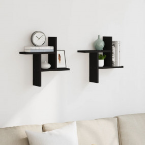 Wall Shelf Black Engineered Wood Wall Shelf Rectangular...