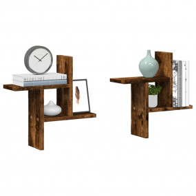 Wall Shelf Smoked Oak Engineered Wood Standard Wall Mou...
