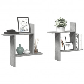 Wall Shelf Concrete Gray Engineered Wood Medium Wall Sh...