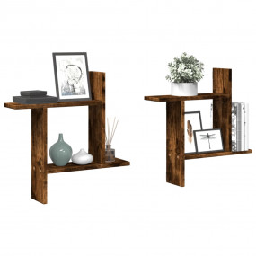 Wall Shelf Smoked Oak Engineered wood Medium Wall Shelf