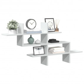 Wall Shelf White Engineered Wood Medium Wall Shelf Rect...