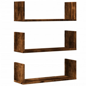 Wall Shelf Smoked Oak Engineered Wood Medium Wall Mount...